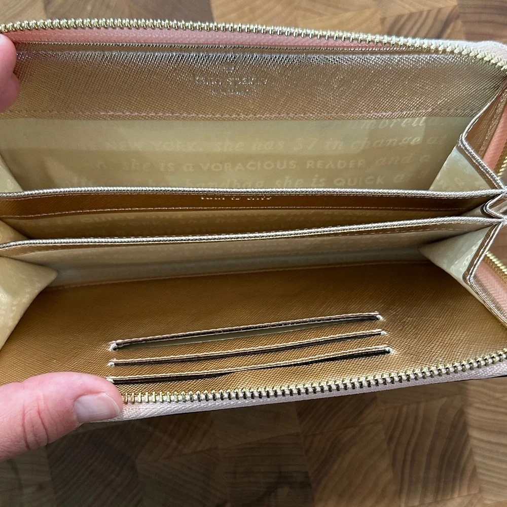 kate spade Metallic Champagne Gold Zip Wristlet Wallet